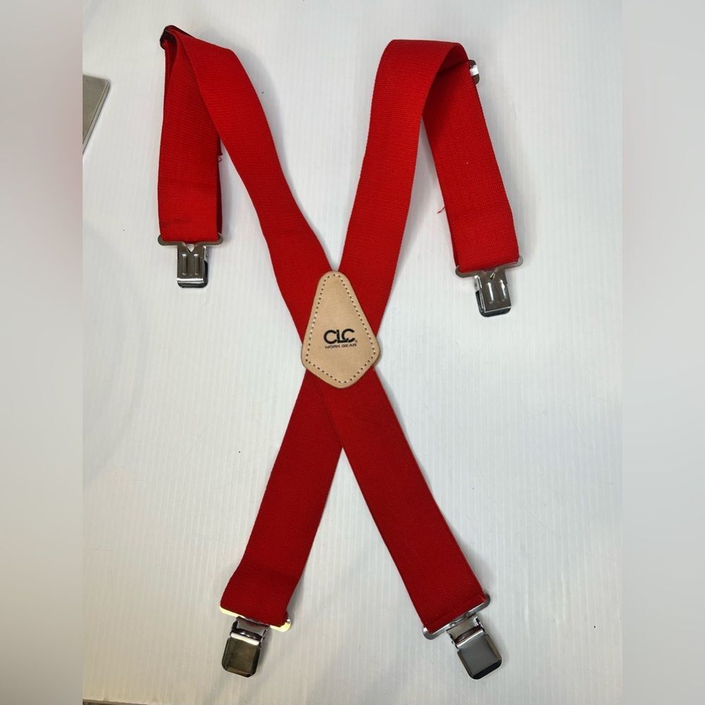 CLC Red Work Suspenders with Silver Clips